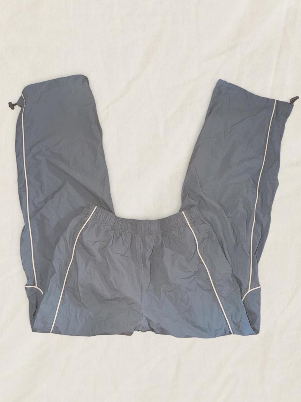 BDG Wide Leg Track Pants in Slate Gray with White Piping